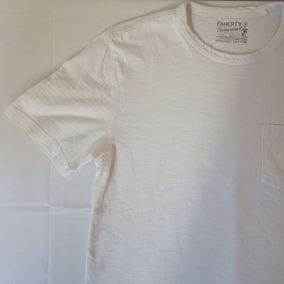 Faherty Sunwashed Organic Cotton T-Shirt White Size S Crew Neck Soft Tee - Picture 8 of 8